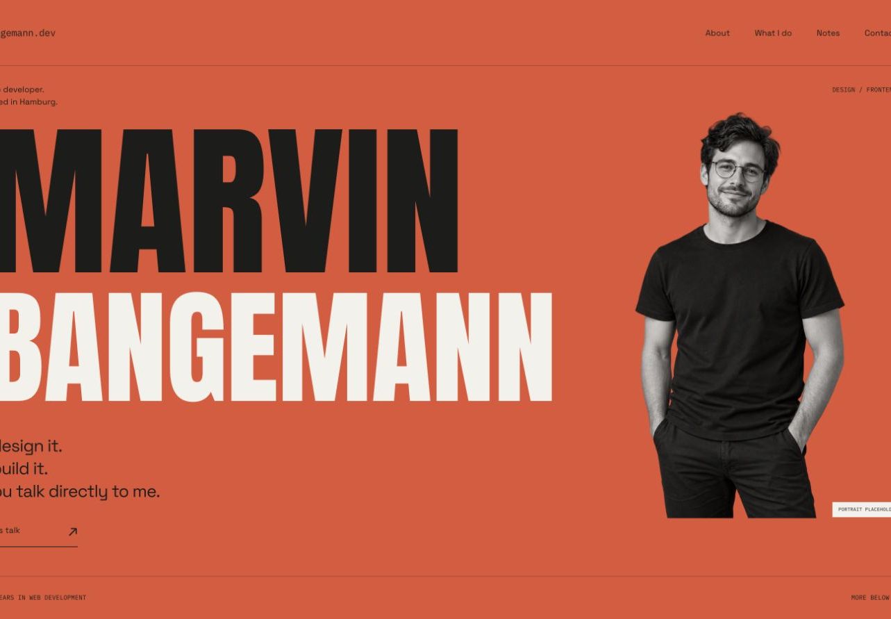 Screenshot of the preceding bangemann.dev design direction.